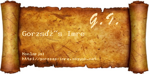 Gorzsás Imre névjegykártya